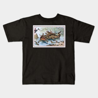 Victorian Christmas Alligators Greetings Kids T-Shirt